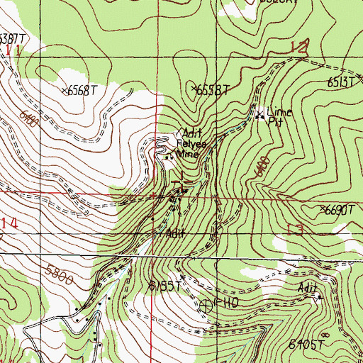 Topographic Map of Relyea Mine, MT
