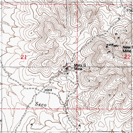 Topographic Map of Mary G Mine, AZ