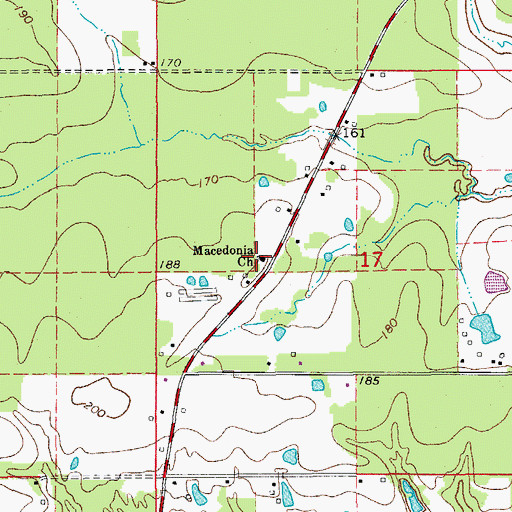 Topographic Map of Macedonia Baptist Church, AR
