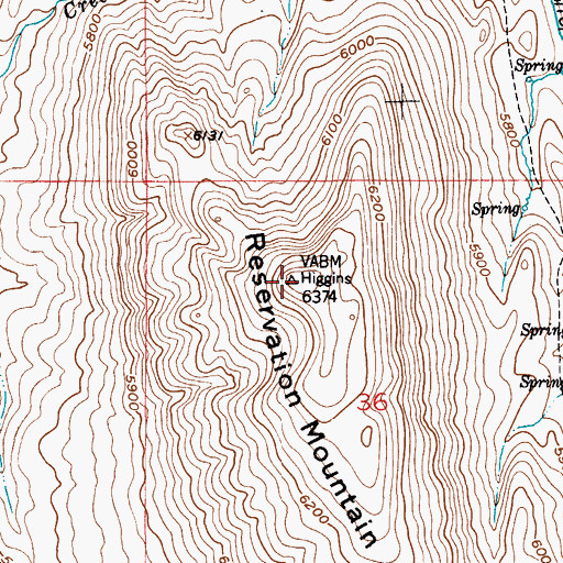 Topographic Map of Reservation Mountain, MT