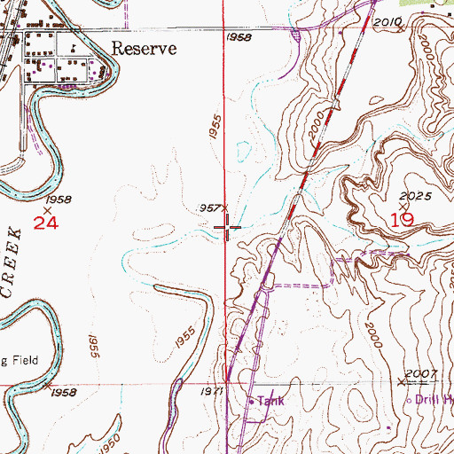 Topographic Map of Reserve Creek, MT