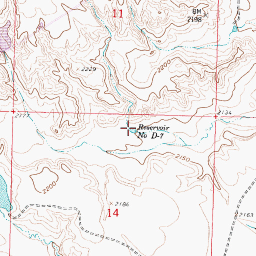 Topographic Map of Reservoir Number D-Seven, MT