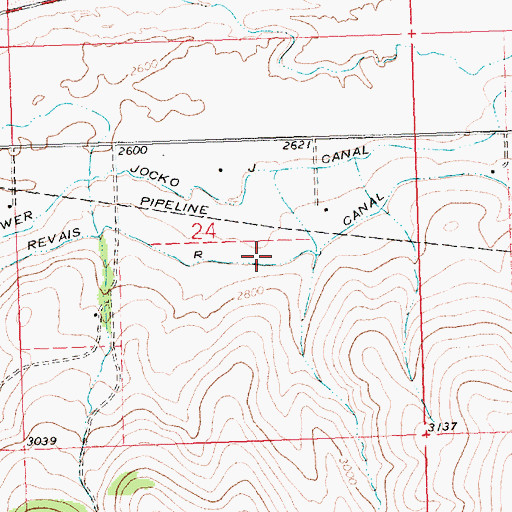 Topographic Map of Revais Canal, MT