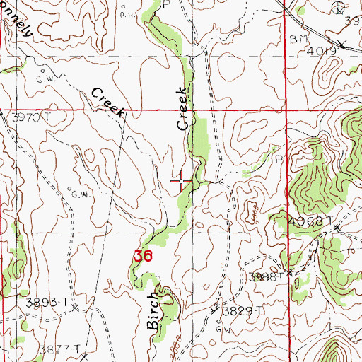 Topographic Map of Rhue Creek, MT