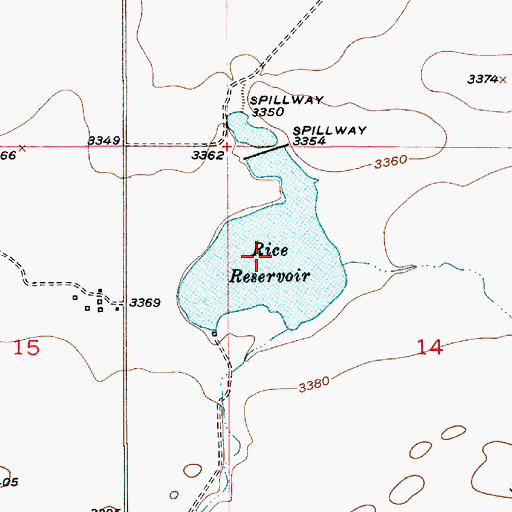 Topographic Map of Rice Reservoir, MT