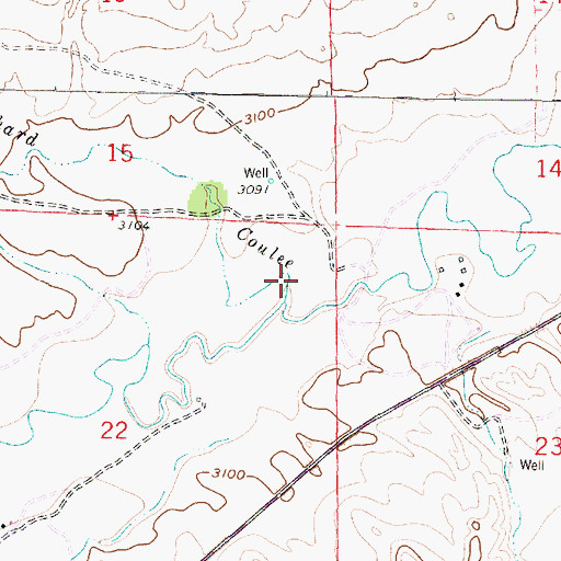 Topographic Map of Richard Coulee, MT