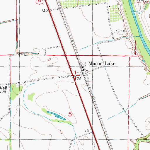 Topographic Map of Macon Lake, AR