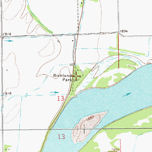 Topographic Map of Richland Park, MT