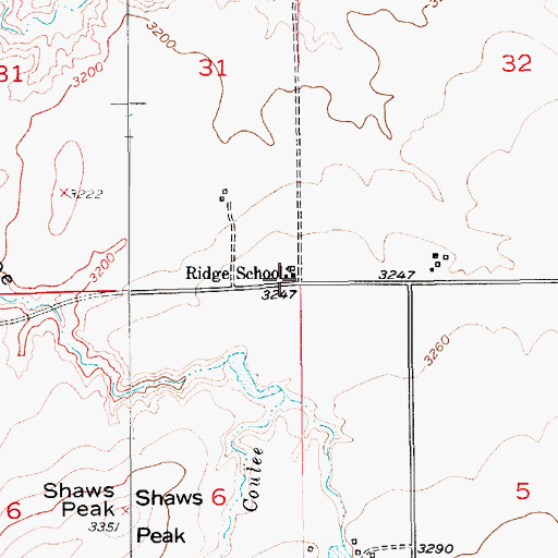 Topographic Map of Ridge School (historical), MT