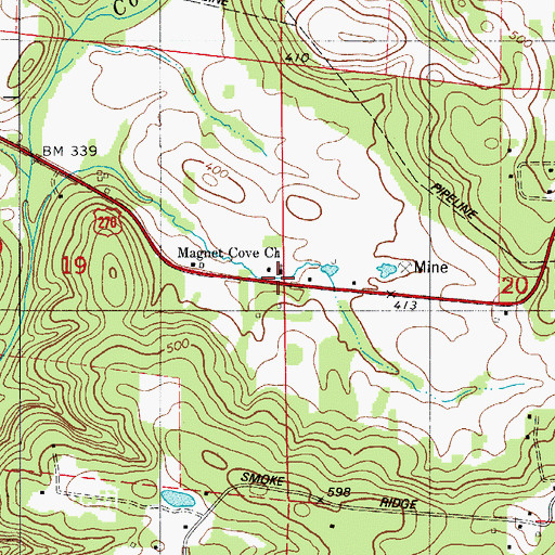 Topographic Map of Magnet Cove Baptist Church, AR