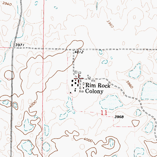 Topographic Map of Rim Rock Colony, MT