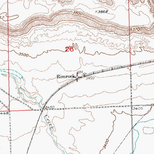 Topographic Map of Rimrock, MT