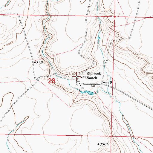 Topographic Map of Rimrock Ranch, MT