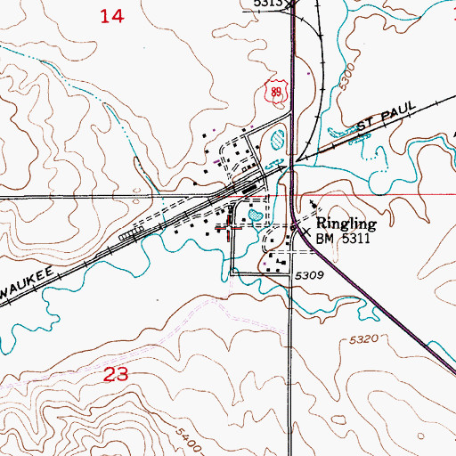 Topographic Map of Ringling, MT