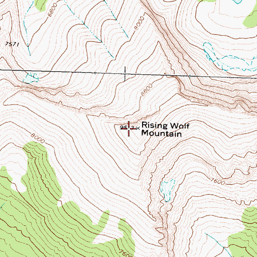 Topographic Map of Rising Wolf Mountain, MT
