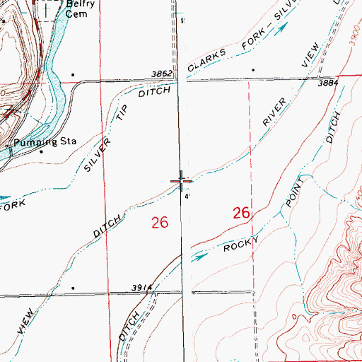 Topographic Map of River View Ditch, MT