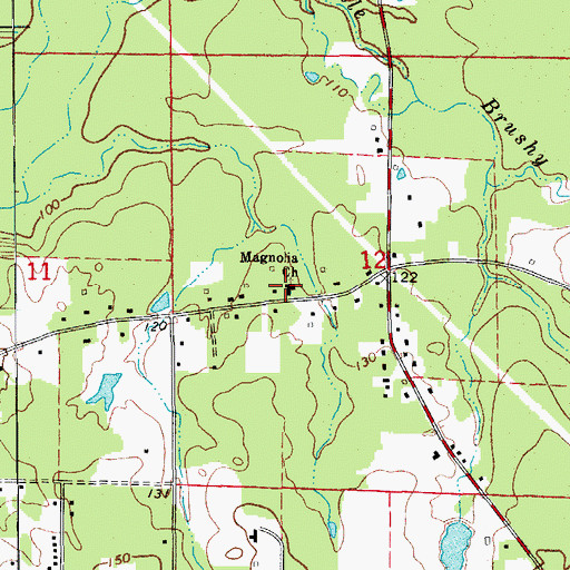 Topographic Map of Magnolia Baptist Church, AR