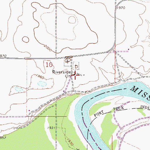 Topographic Map of Riverside Church, MT