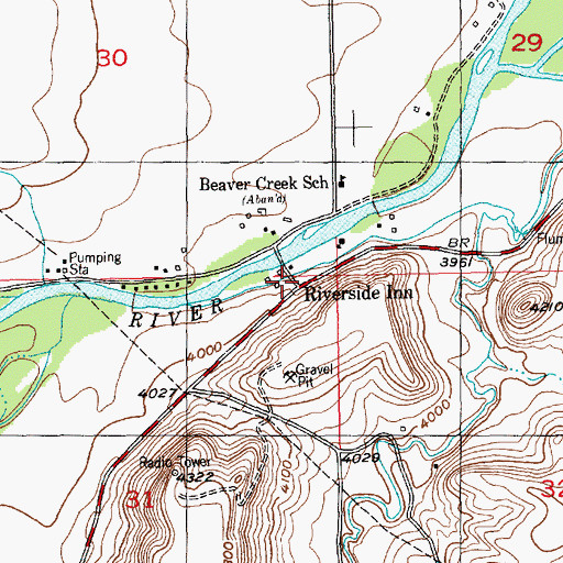 Topographic Map of Riverside Inn, MT