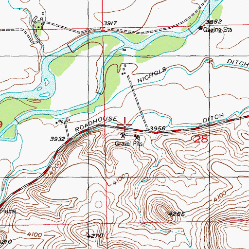 Topographic Map of Roadhouse Ditch, MT