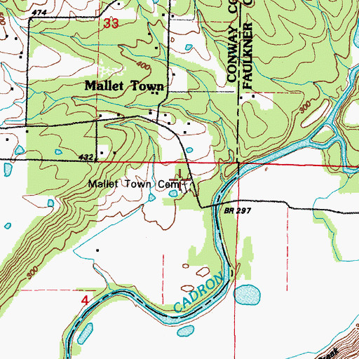 Topographic Map of Mallet Town Cemetery, AR