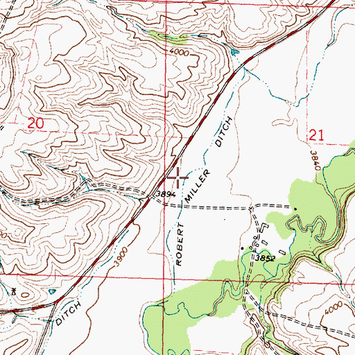 Topographic Map of Robert Miller Ditch, MT