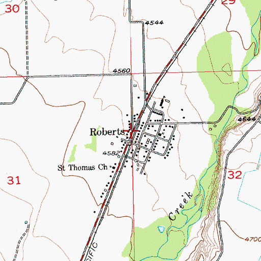 Topographic Map of Roberts, MT
