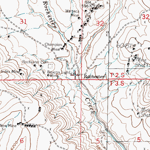Topographic Map of Rochester, MT