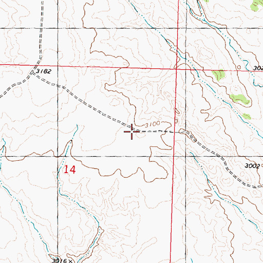 Topographic Map of Rock Butte Well, MT