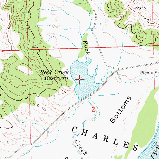Topographic Map of Rock Creek Reservoir, MT