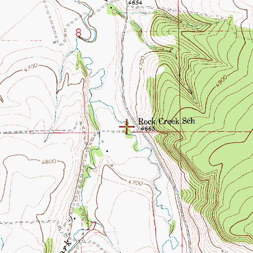 Topographic Map of Rock Creek School (historical), MT