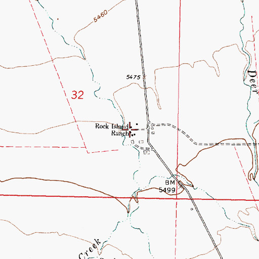 Topographic Map of Rock Island Ranch, MT