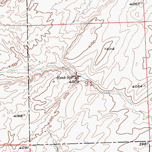 Topographic Map of Rock Spring, MT
