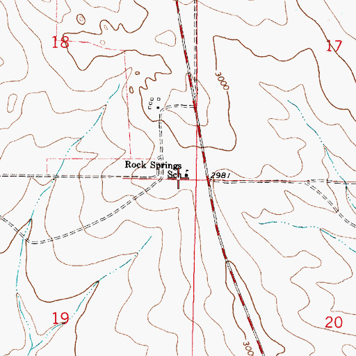 Topographic Map of Rock Springs School, MT