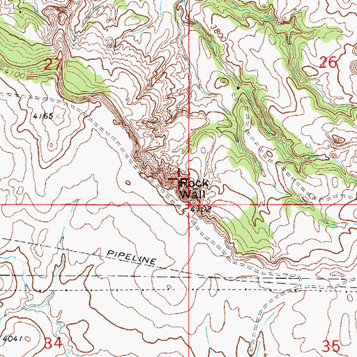 Topographic Map of Rock Wall, MT