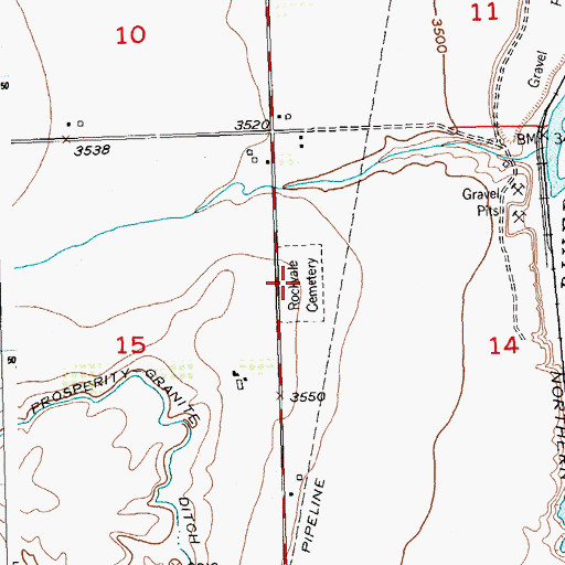 Topographic Map of Rockvale Cemetery, MT