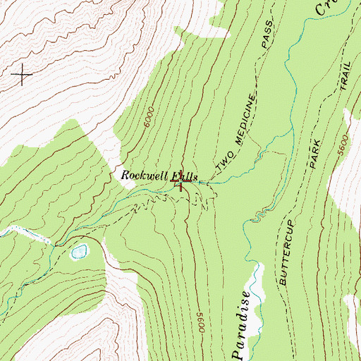 Topographic Map of Rockwell Falls, MT