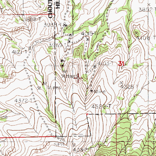 Topographic Map of Rocky Boy Mine, MT