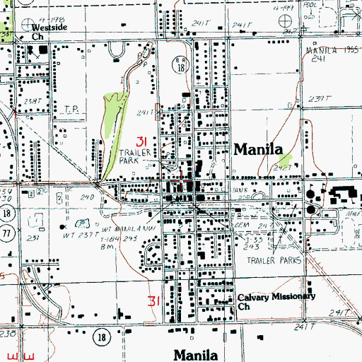 Topographic Map of Manila, AR