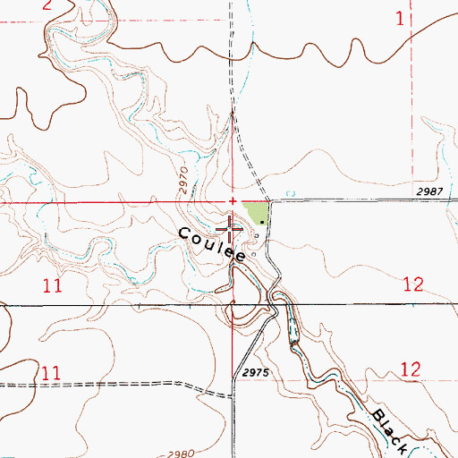 Topographic Map of Rocky Coulee, MT