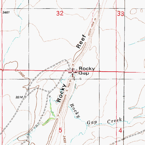 Topographic Map of Rocky Gap, MT