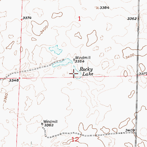 Topographic Map of Rocky Lake, MT