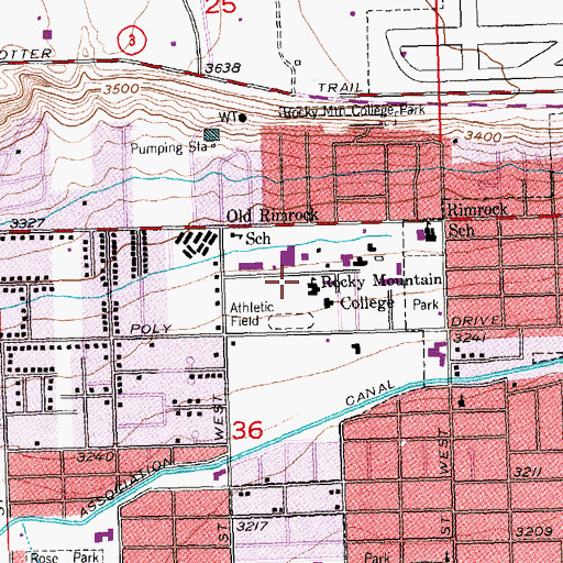 Topographic Map of Rocky Mountain College, MT
