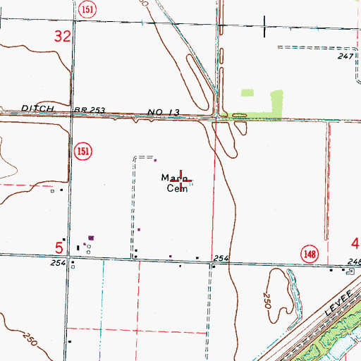 Topographic Map of Mann Cemetery, AR