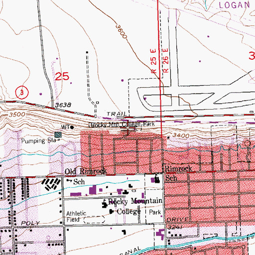 Topographic Map of Rocky Mountain College Park, MT