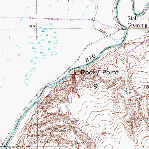 Topographic Map of Rocky Point, MT