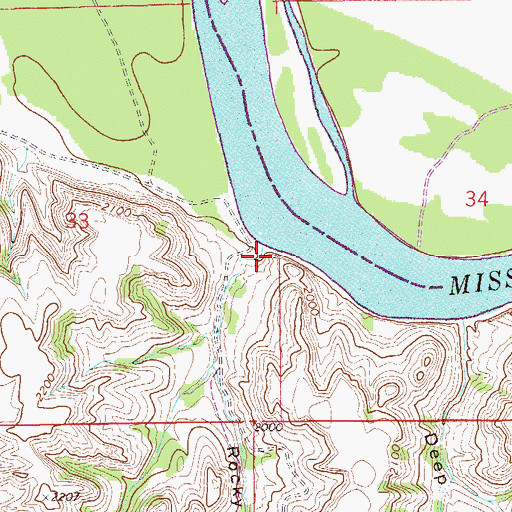 Topographic Map of Rocky Point Coulee, MT