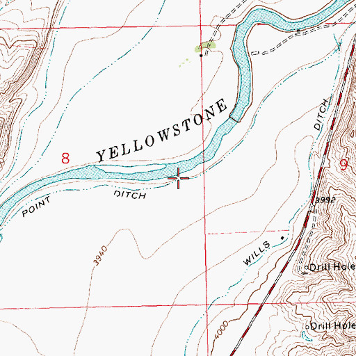 Topographic Map of Rocky Point Ditch, MT