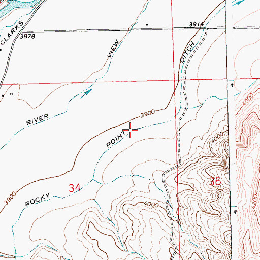 Topographic Map of Rocky Point Ditch, MT