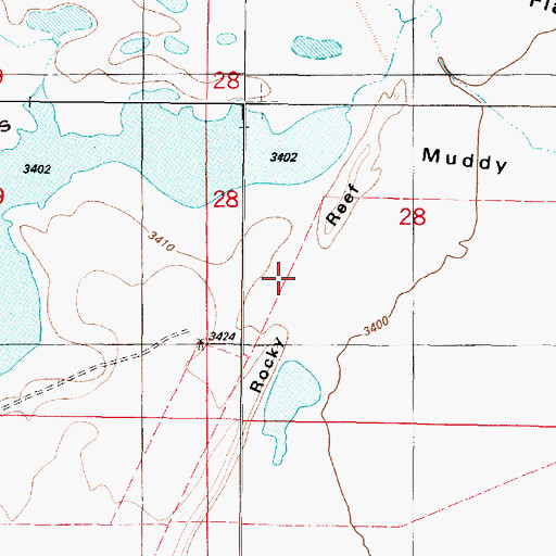 Topographic Map of Rocky Reef, MT
